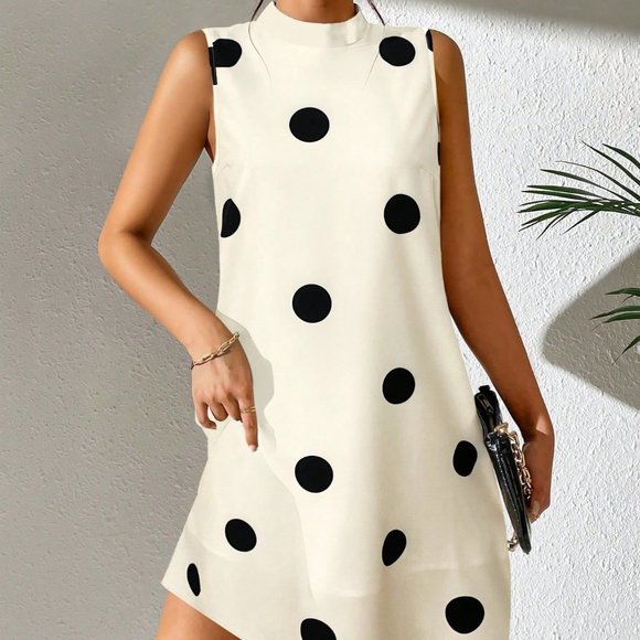 . Dresses & Skirts - Apricot Boho Womens Polka Dot Print Sleeveless Dress